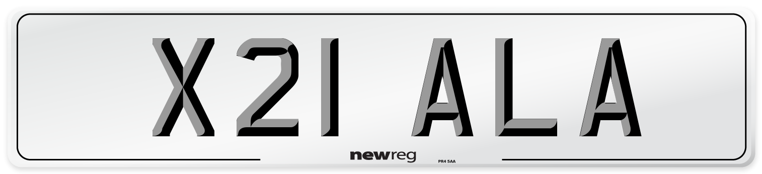 X21 ALA Number Plate from New Reg